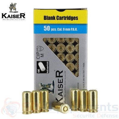 Boite de 50 cartouches &agrave; blanc Kaiser 9 mm...