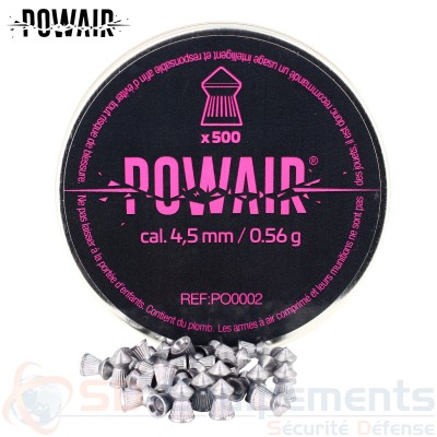 Boite de 500 Plombs Pointus Powair 4.5 mm 0.56g