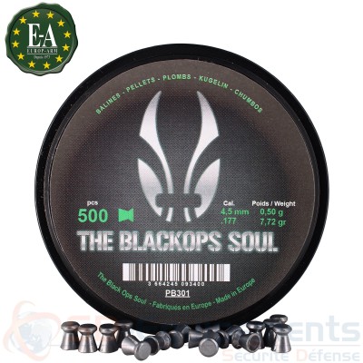 Boite de 500 Plombs Black Ops Soul T&ecirc;te Plate...