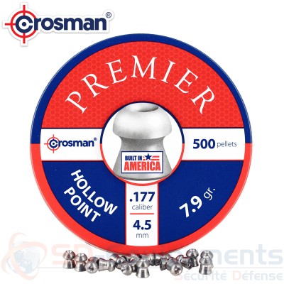 Boite de 500 Plombs Crosman Premier t&ecirc;te creuse 4,5mm