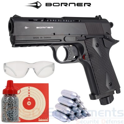 Pack pistolet Borner WC 401 4.5mm BB (3 joules)