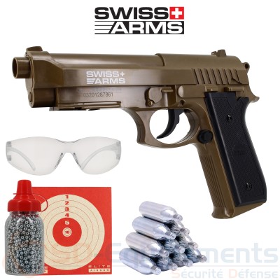 Pistolet Swiss Arms PT92 CO2 Tan semi auto (2.1 joules)