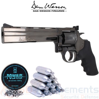 Pack Revolver Dan Wesson 715 4.5mm - 6" fum&eacute; (3 joules)