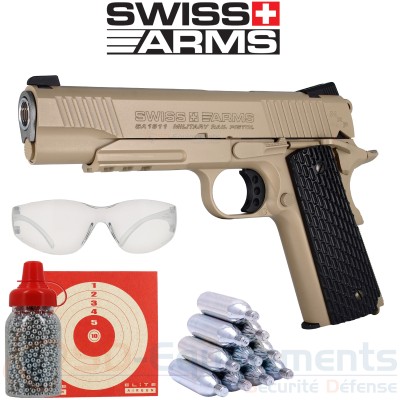 Pistolet Swiss Arms COLT 1911 Military TAN CO2 4.5mm...