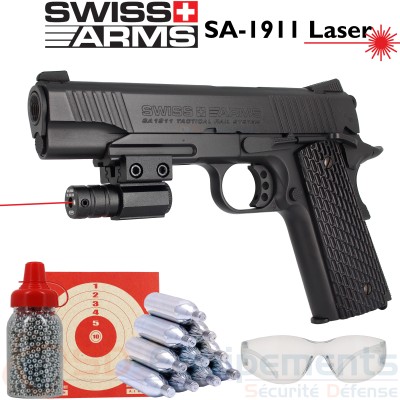 Pistolet Swiss-Arms SA1911 military Full Metal Laser...