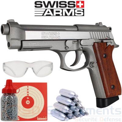Pistolet CO2 Swiss Arms SA92 Stainless 4.5 mm...