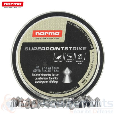 500 Plombs pointus Norma Superpoint Strike 4.5mm 0.53g