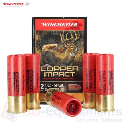 5 Cartouches Winchester Copper Impact 12/70