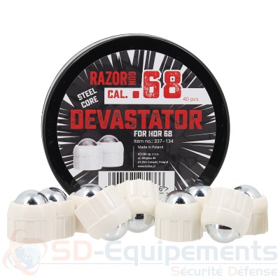 40 Balles acier Devastator blanches pour HDR68 - .68