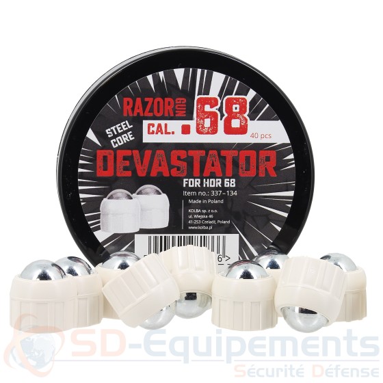 40 Balles acier Devastator blanches pour HDR68 - .68