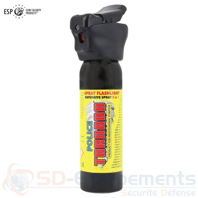 Lampe A&eacute;rosol de d&eacute;fense Police Tornado Poivre 100ml