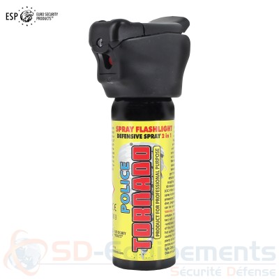 Torche A&eacute;rosol de d&eacute;fense Police Tornado Poivre 63ml