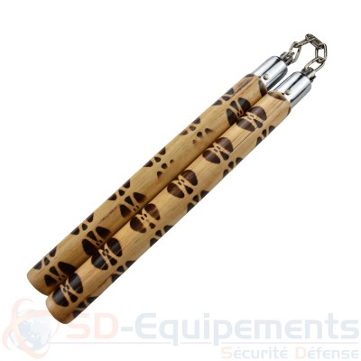 Nunchaku NS12 Bois Rotin Pyrograv&eacute;