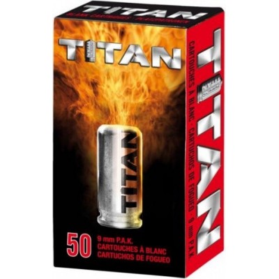 Bo&icirc;te 50 cartouches TITAN Perfecta &agrave; blanc 9 mm P.A.K.