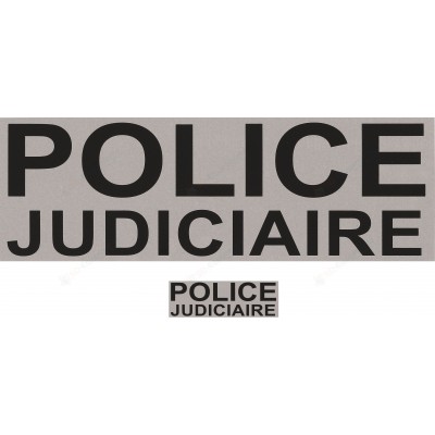 Lot de 2 bandeaux POLICE JUDICIAIRE Velcro (fond gris)