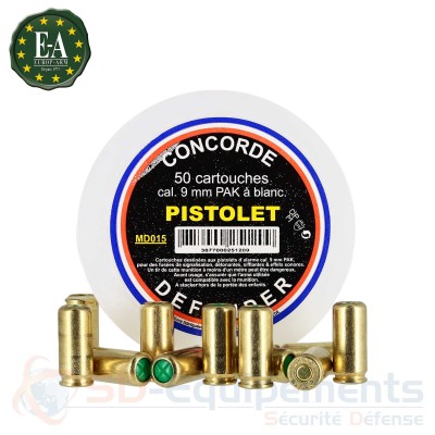 50 cartouches &agrave; blanc Concorde Defender 9mm PAK