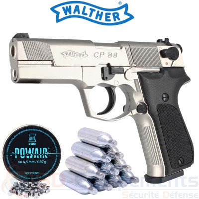 Pistolet Walther CP88 CO2 chrome 4.5 mm (3.5 joules)
