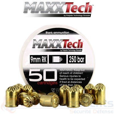 50 cartouches Maxxtech 9mm RK (revolver)